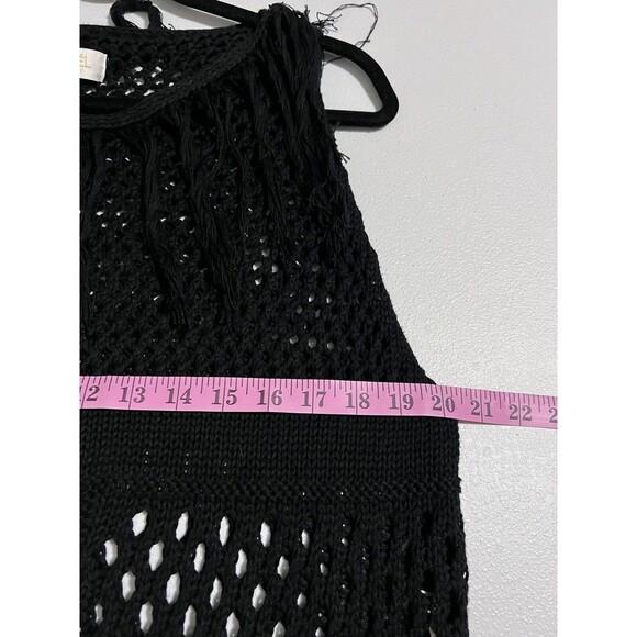Aggel Knitwear Women’s XL Black Open Knit Dress Crochet Fringed Swim Cover NWOT - Picture 13 of 15